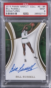 2015-16 Panini Immaculate Collection Signatures #S-BR Bill Russell Signed Card (#26/40) - PSA MINT 9 